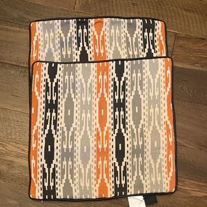 2- “Villa” linen and leather  Accent Pillow cover - Orange, Black, Gray